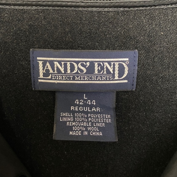 Vtg! 90’s Lands' End Men's Classic Black Trench Coat Removal 100% Wool Liner! - Picture 3 of 17